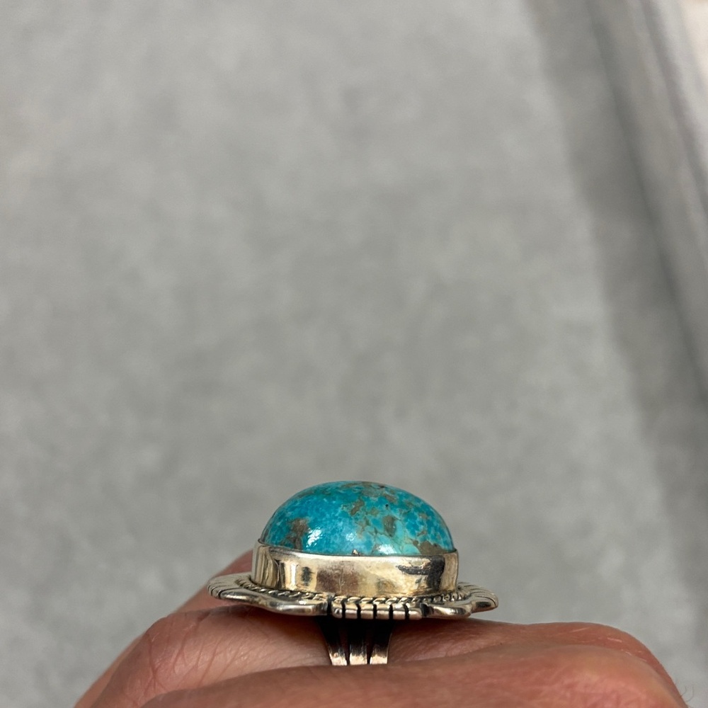 Turquoise Silver Statement Ring - image 2
